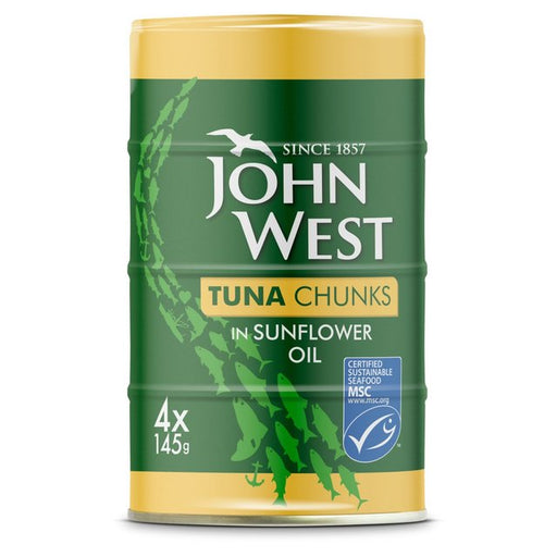 John West MSC Tuna Chunks In Sunflower Oil 4 Pack 4 x 145g Botiga