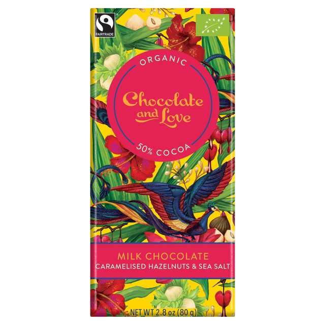 Chocolate and Love 50% Milk Chocolate Caramel & Hazelnut Bar 80g Botiga