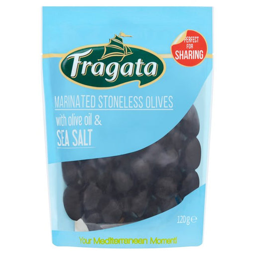 Fragata Marinated Pitted Black Olives With Sea Salt 120g Botiga