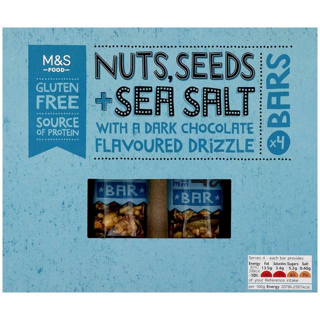 M&S Nuts, Seeds & Sea Salt Bars 4 x 40g Botiga