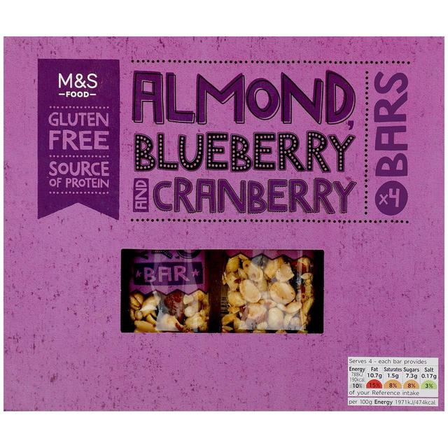 M&S Almond, Blueberry & Cranberry Bars 4 x 40g Botiga