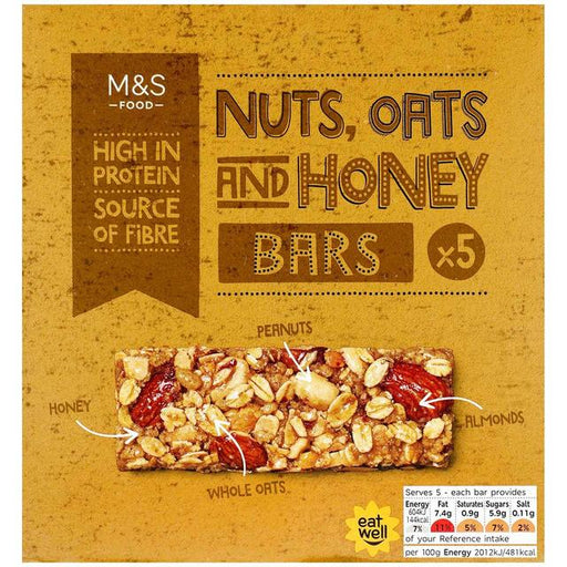 M&S Nuts, Oats & Honey Bars 5 x 30g Botiga