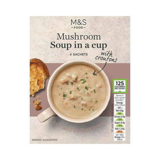 M&S Creamy Mushroom Cup Soup 4 x 22g Botiga