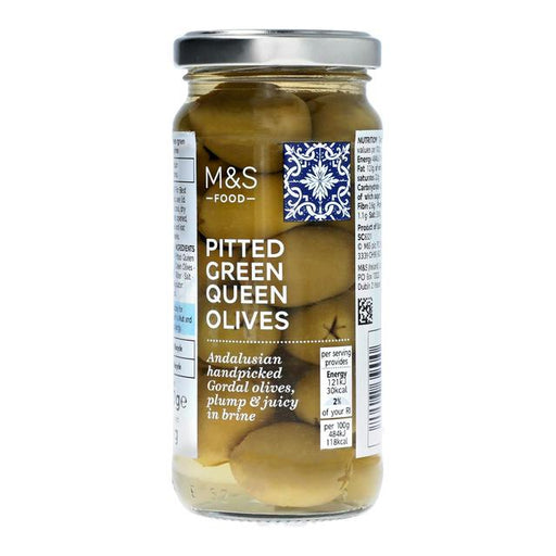 M&S Pitted Green Queen Olives 225g Botiga