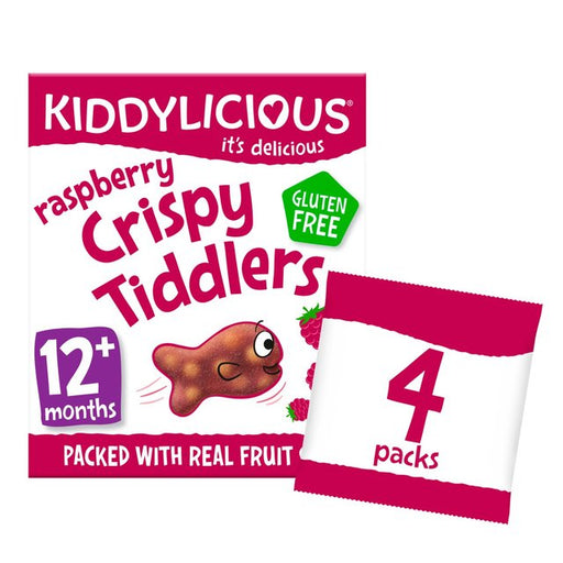 Kiddylicious Raspberry Crispy Tiddlers Baby Snacks Multi 4 x 12g Botiga