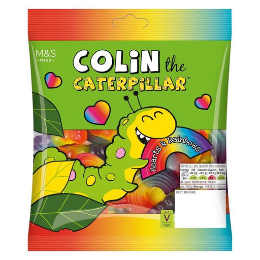 M&S Colin the Caterpillar Hearts & Rainbows Fruit Gums 150g Botiga