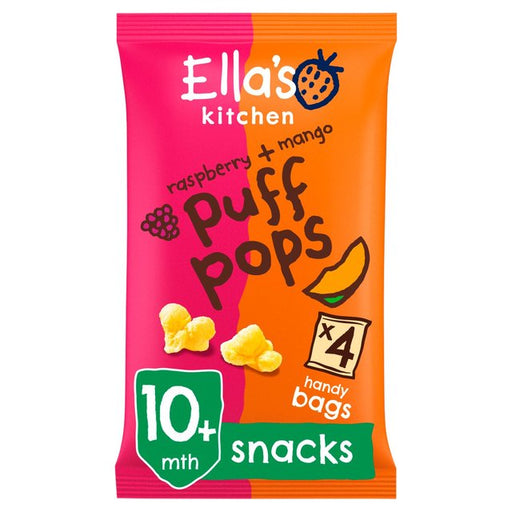 Ella's Kitchen Raspberry + Mango Puff Pops Multipack Baby Snack 10+ Months 4 x 9g Botiga