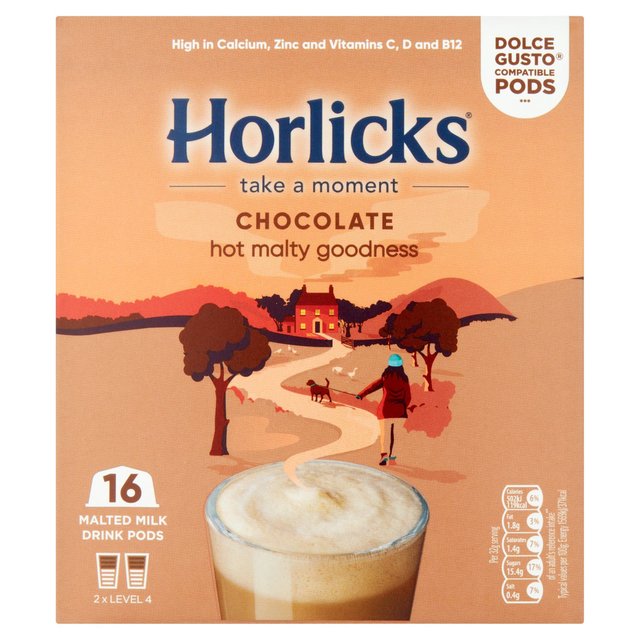 Horlicks Chocolate Dolce Gusto Compatible Pods 8 per pack Botiga