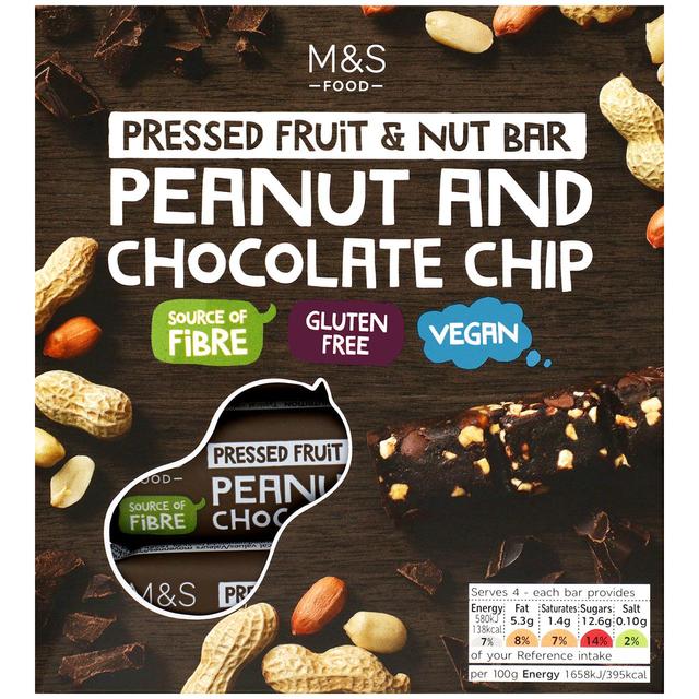 M&S Peanut & Chocolate Chip Bars 4 x 35g Botiga