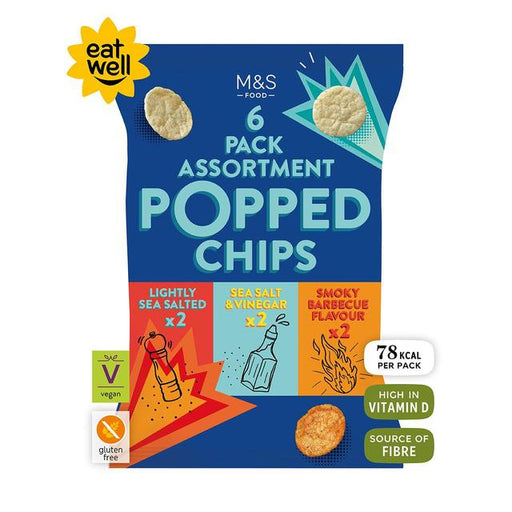 M&S Assorted Popped Potato Chips Multipack 6 per pack Botiga