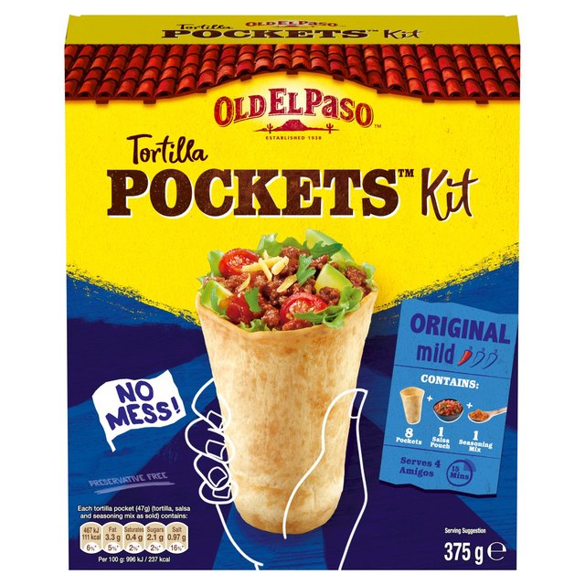 Old El Paso Mexican Mild Tortilla Pockets Kit 383g Botiga