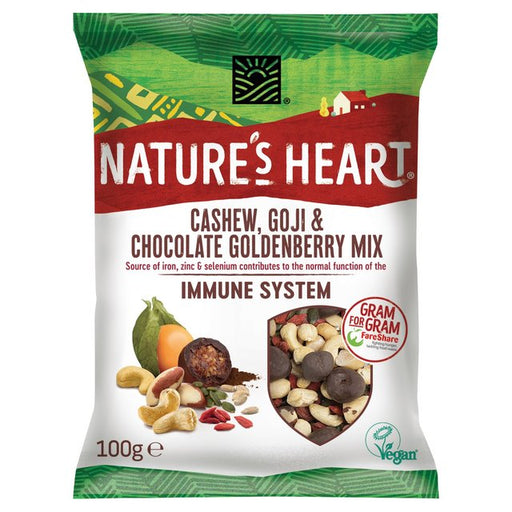 Nature's Heart Cashew, Goji & Chocolate Goldenberry Immune System Mix 100g Botiga