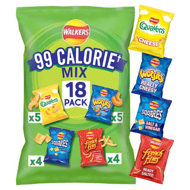 Walkers 99 Calorie Mix Multipack Snacks Crisps 18 per pack Botiga