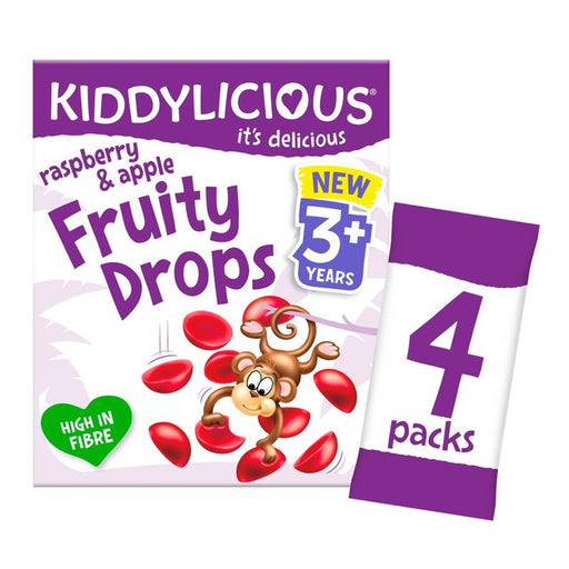 Kiddylicious Raspberry & Apple Fruity Drops Kids Snacks Multi 4 x 16g Botiga