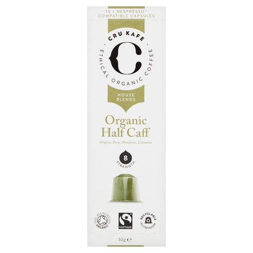 CRU Kafe Organic Half Caff Nespresso Compatible Capsules 10 per pack Botiga