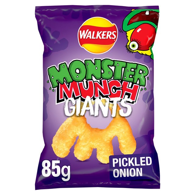 Walkers Monster Munch Giants Pickled Onion Sharing Bag Snacks 85g Botiga