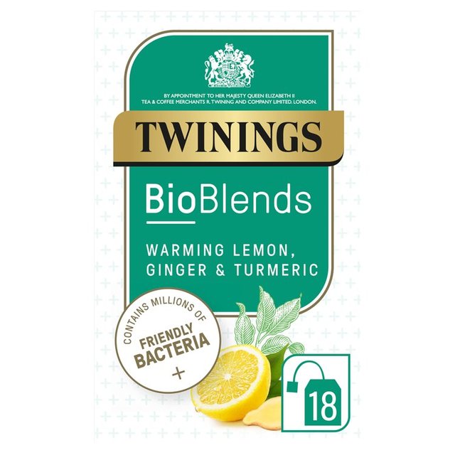 Twinings Bioblends Lemon, Ginger and Turmeric Tea with Friendly Bacteria 18 per pack Botiga