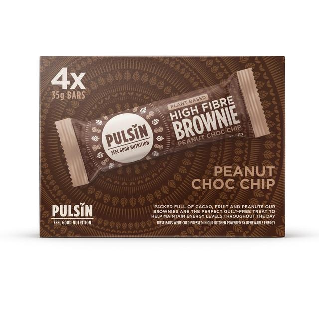 Pulsin Peanut Choc Chip Vegan High Fibre Brownie Multipack 4 x 35g Botiga