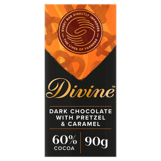 Divine 60% Dark Chocolate with Pretzel & Caramel 90g Botiga