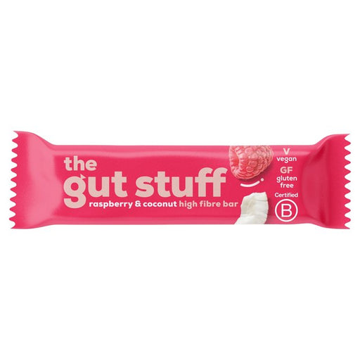 The Gut Stuff Raspberry & Coconut Fruit & Nut High Fibre Bar 35g Botiga