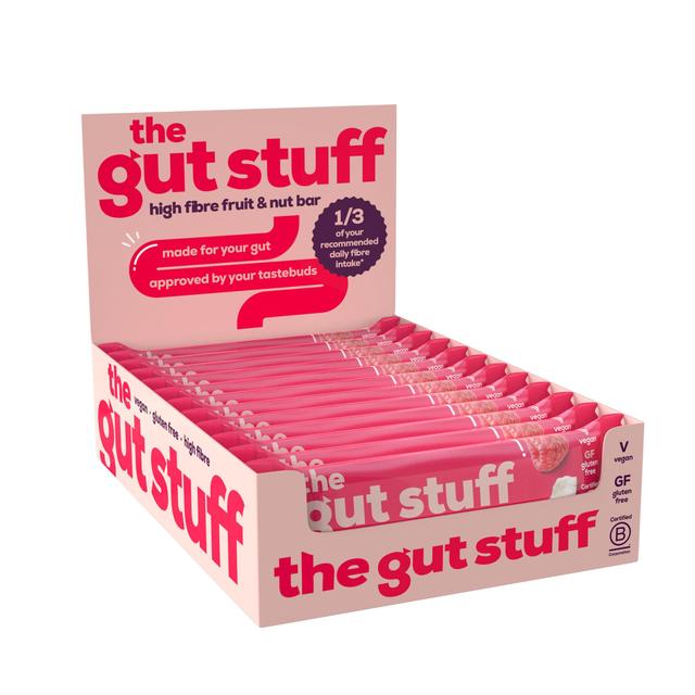 The Gut Stuff Raspberry & Coconut Fruit & Nut High Fibre Box of Bars 12 x 35g Botiga