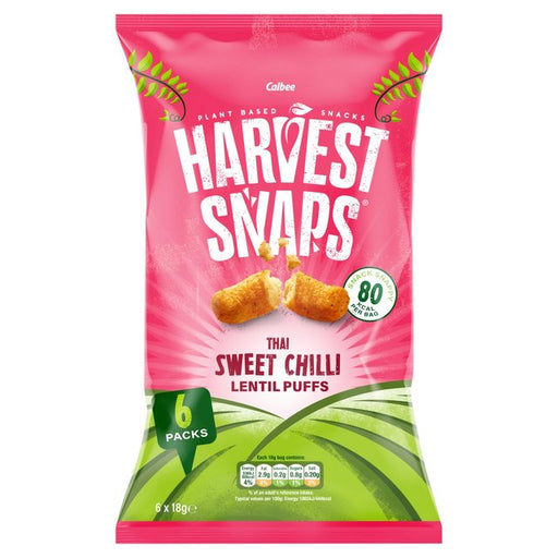 Harvest Snaps Lentil Puff Thai Sweet Chilli Multipack Snacks 6 per pack Botiga