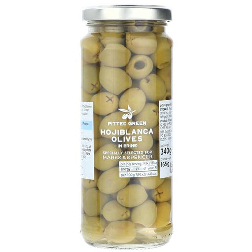 M&S Pitted Green Hojiblanca Olives 340g Botiga