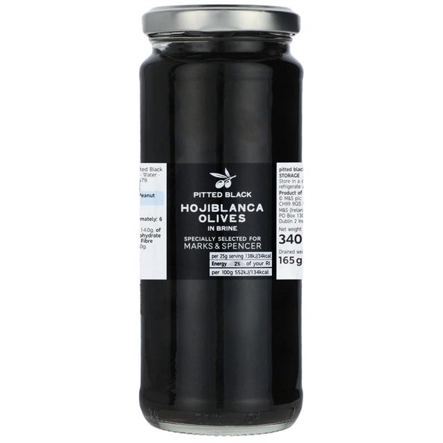 M&S Pitted Black Hojiblanca Olives 340g Botiga