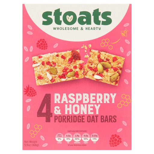 Stoats Raspberry & Honey Porridge Oat Bars 4 x 42g Botiga