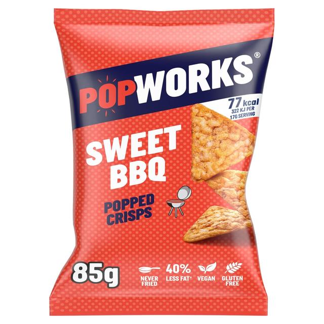 Popworks Sweet BBQ Popped Crisps Sharing Bag 85g Botiga