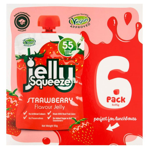 Jelly Squeeze Strawberry Jelly Pouch Multipack 6 x 95g Botiga