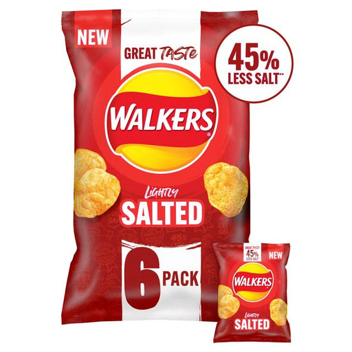 Walkers Less Salt Lightly Salted Multipack Crisps 6 per pack Botiga