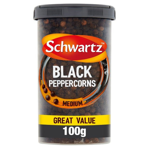 Schwartz Black Peppercorns Drum 100g Botiga