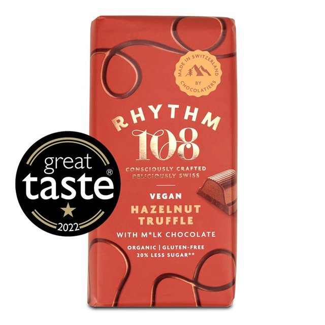 Rhythm 108 Swiss Vegan Hazelnut Truffle Bar with M'lk Chocolate 100g Botiga