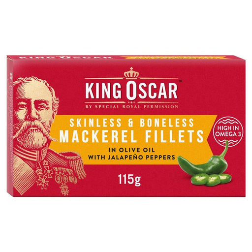 Mackerel Fillets in Olive Oil with Jalapeno Peppers - King Oscar 115g Botiga