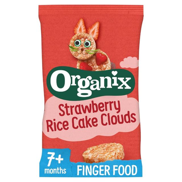 Organix Strawberry Rice Cake Clouds Baby Snack 7 months+ 40g Botiga