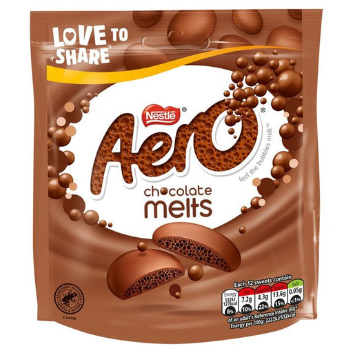 Aero Melts Milk Chocolate Sharing Bag 92g Botiga