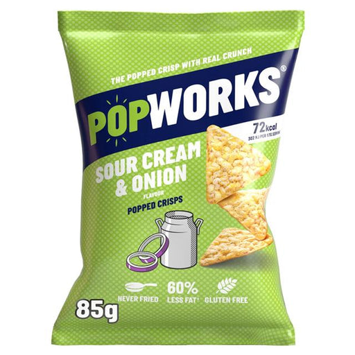 PopWorks Sour Cream & Onion Popped Crisps Sharing Bag 85g Botiga