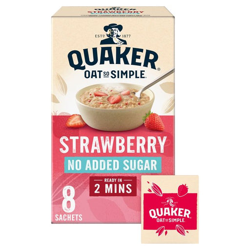 Quaker Oat So Simple Simply Strawberry Porridge Cereal No Added Sugar 8 per pack Botiga