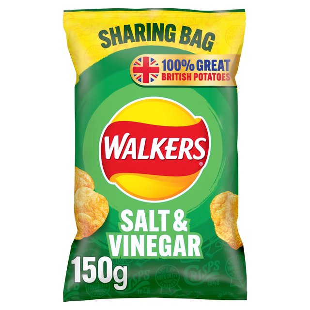 Walkers Salt & Vinegar Sharing Bag Crisps 150g Botiga