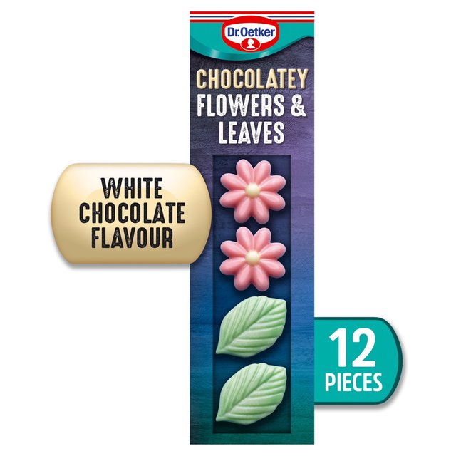 Dr. Oetker 12 Chocolate Flavour Flowers and Leaves Cake Decorations 11g Botiga