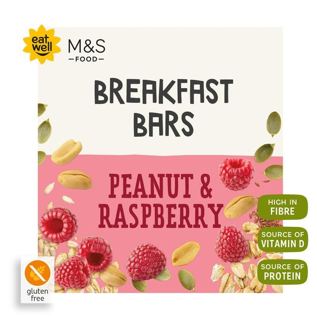 M&S 4 Peanut and Raspberry Breakfast Bars 4 x 38g Botiga