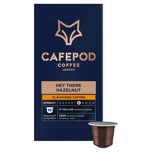 CafePod Hey There, Hazelnut Nespresso Compatible Aluminium Coffee Pods 10 per pack Botiga