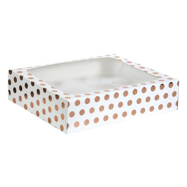 Rose Gold Foil Polka Dots Cupcake Box for 12 Cupcakes N/A Botiga