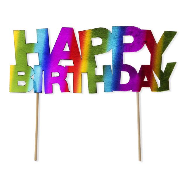 Rainbow Happy Birthday Foil Cake Topper N/A Botiga