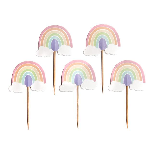 Pastel Rainbow Cupcake Toppers 12 per pack Botiga