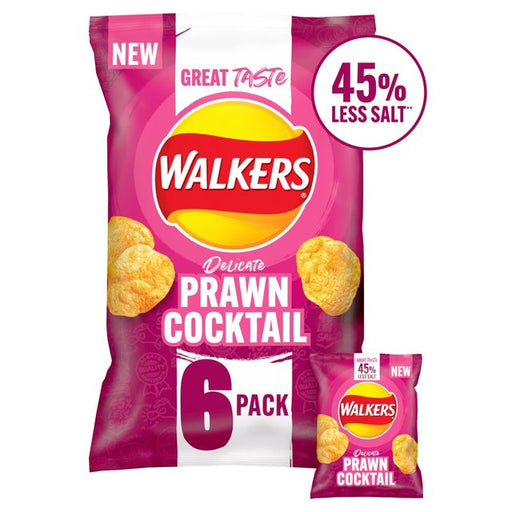 Walkers Less Salt Prawn Cocktail Multipack Crisps 6 per pack Botiga