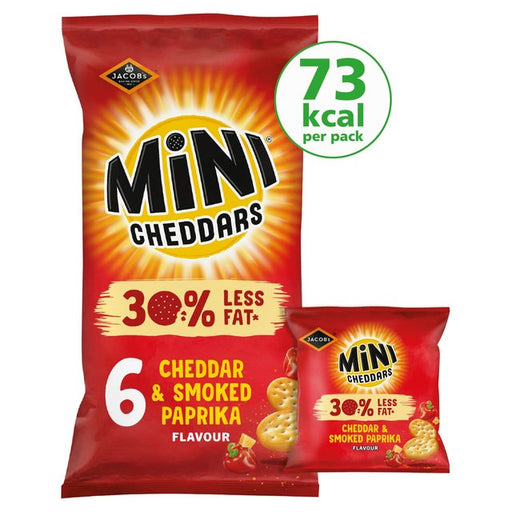 Mini Cheddars 30% Less fat Cheddar & Paprika Multipack 6 per pack Botiga