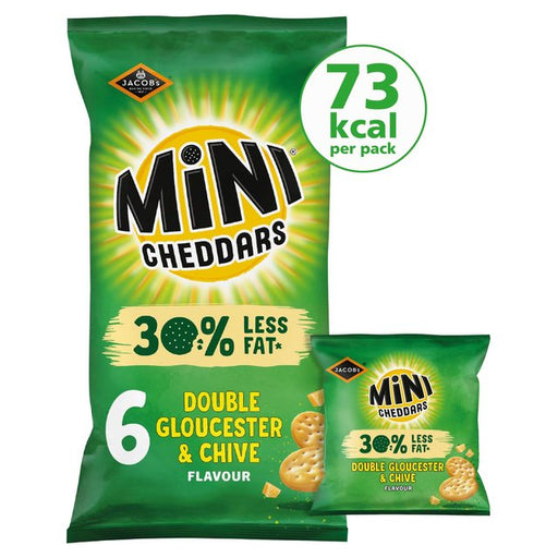 Mini Cheddars 30% Less fat Gloucester & Chive Multipack 6 per pack Botiga