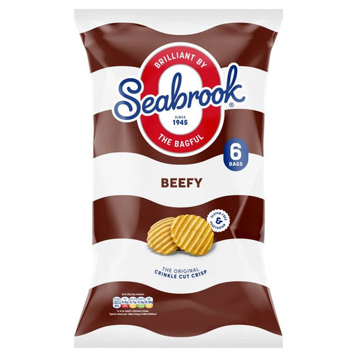 Seabrook Crinkle Cut Beefy Crisps 6 per pack Botiga